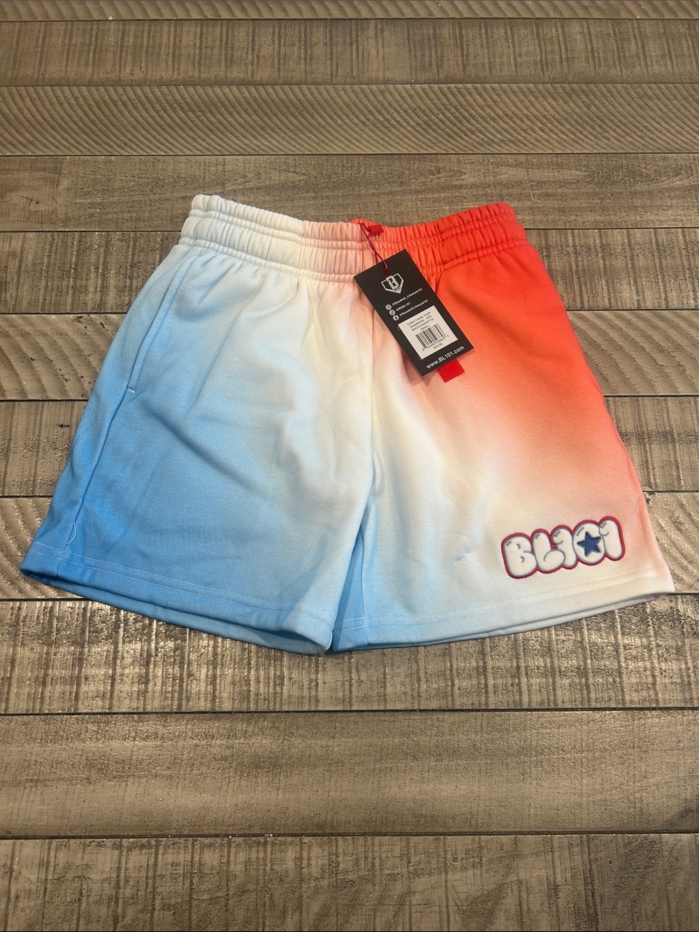 bloom Red White Blue Ombre Athletic Shorts
